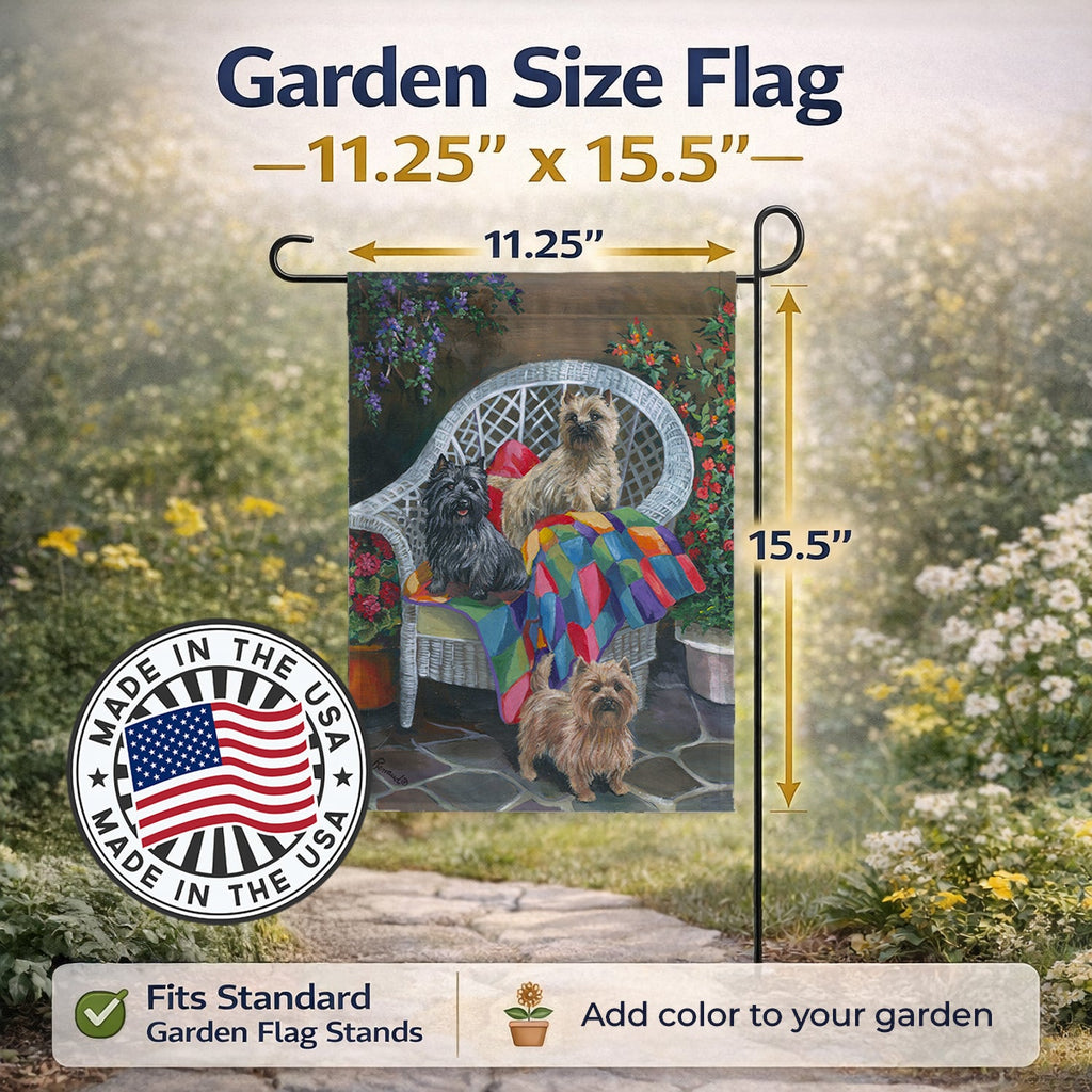 Cairn Terrier Trio Garden Flag Mailbox Decorative Yard Banner Outside Patio Artwork for Flower Beds, Garden Size, Multicolor