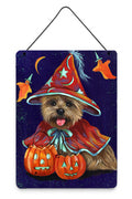 Cairn Terrier Halloween Witch Wall or Door Hanging Prints Aluminum Metal Sign Kitchen Wall Bar Bathroom Plaque Home Decor Front Door Plaque, 12x16, Multicolor