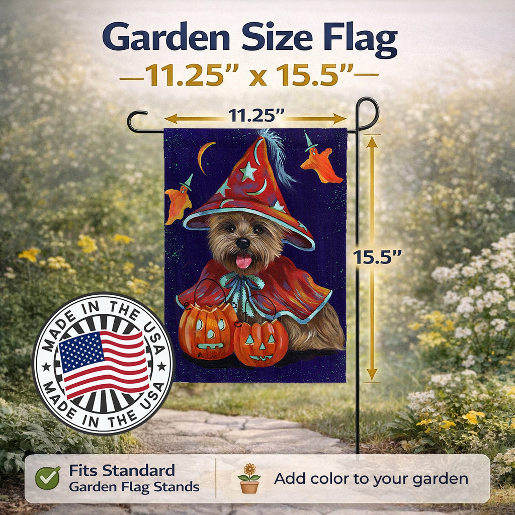 Cairn Terrier Halloween Witch Garden Flag Mailbox Decorative Yard Banner Outside Patio Artwork for Flower Beds, Garden Size, Multicolor