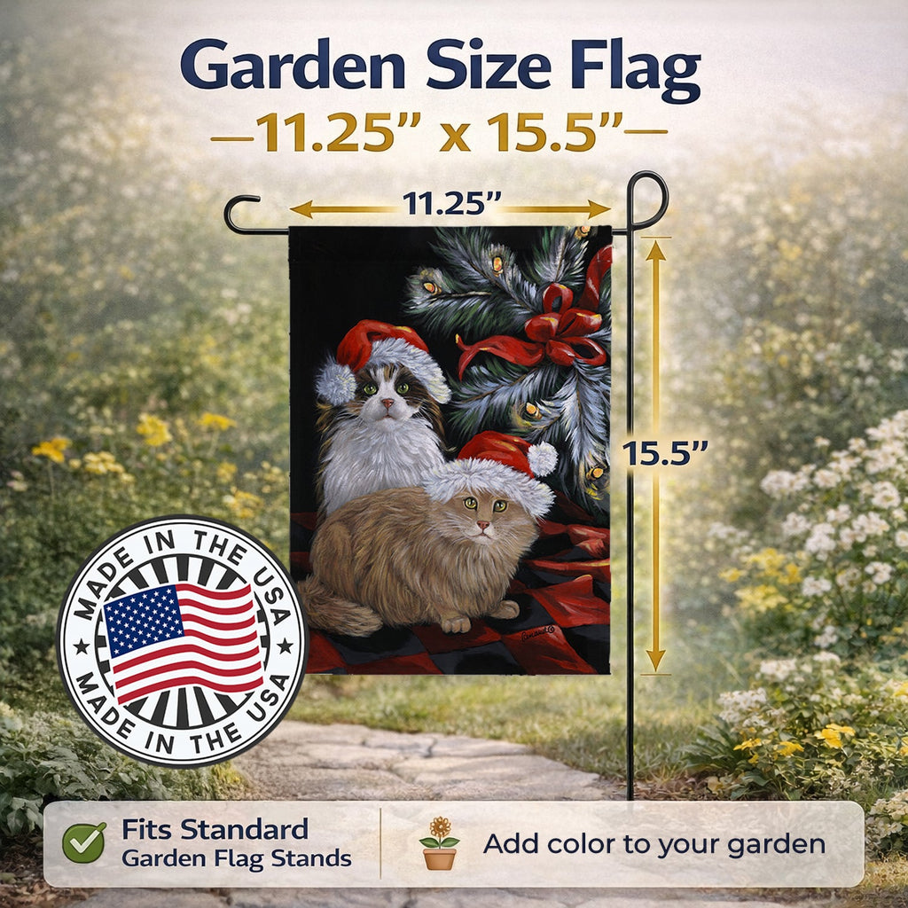 Cat Kitty Glitter Christmas Garden Flag Mailbox Decorative Yard Banner Outside Patio Artwork for Flower Beds, Garden Size, Multicolor