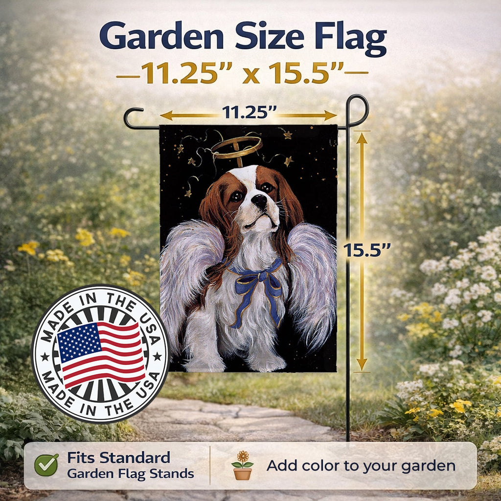 Cavalier Spaniel Christmas Angel Garden Flag Mailbox Decorative Yard Banner Outside Patio Artwork for Flower Beds, Garden Size, Multicolor
