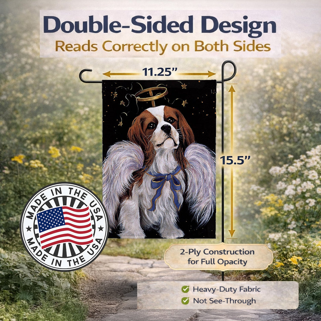 Cavalier Spaniel Christmas Angel Garden Flag Mailbox Decorative Yard Banner Outside Patio Artwork for Flower Beds, Garden Size, Multicolor