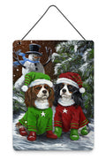 Cavalier Spaniel Snowman Christmas Wall or Door Hanging Prints Aluminum Metal Sign Kitchen Wall Bar Bathroom Plaque Home Decor Front Door Plaque, 12x16, Multicolor
