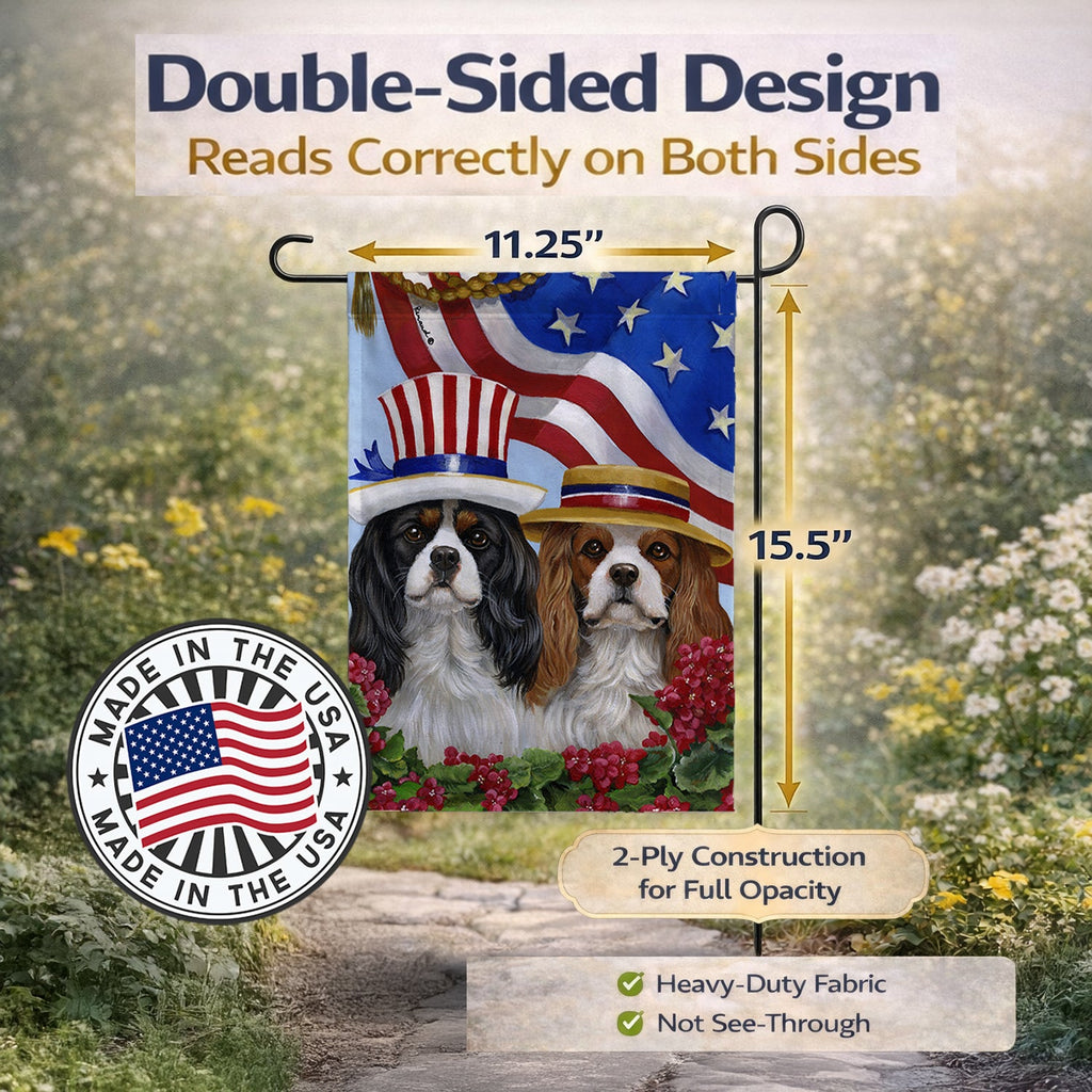 Cavalier Spaniel USA Garden Flag Mailbox Decorative Yard Banner Outside Patio Artwork for Flower Beds, Garden Size, Multicolor