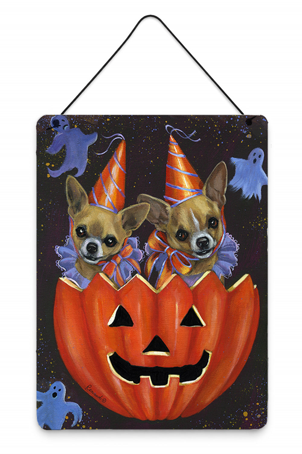 Chihuahua Halloweenies Wall or Door Hanging Prints Aluminum Metal Sign Kitchen Wall Bar Bathroom Plaque Home Decor Front Door Plaque, 12x16, Multicolor