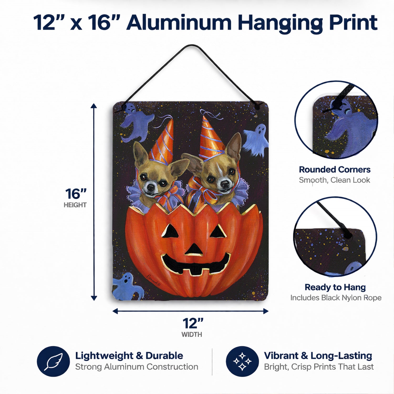Chihuahua Halloweenies Wall or Door Hanging Prints Aluminum Metal Sign Kitchen Wall Bar Bathroom Plaque Home Decor Front Door Plaque, 12x16, Multicolor