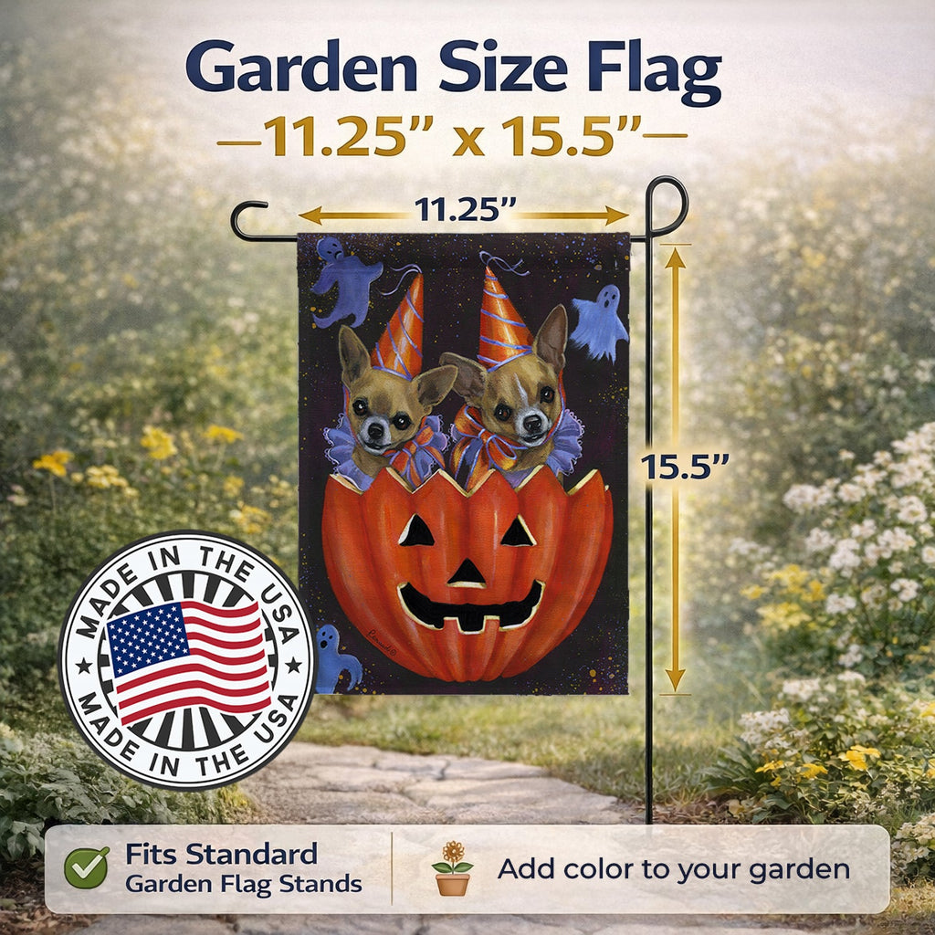 Chihuahua Halloweenies Garden Flag Mailbox Decorative Yard Banner Outside Patio Artwork for Flower Beds, Garden Size, Multicolor