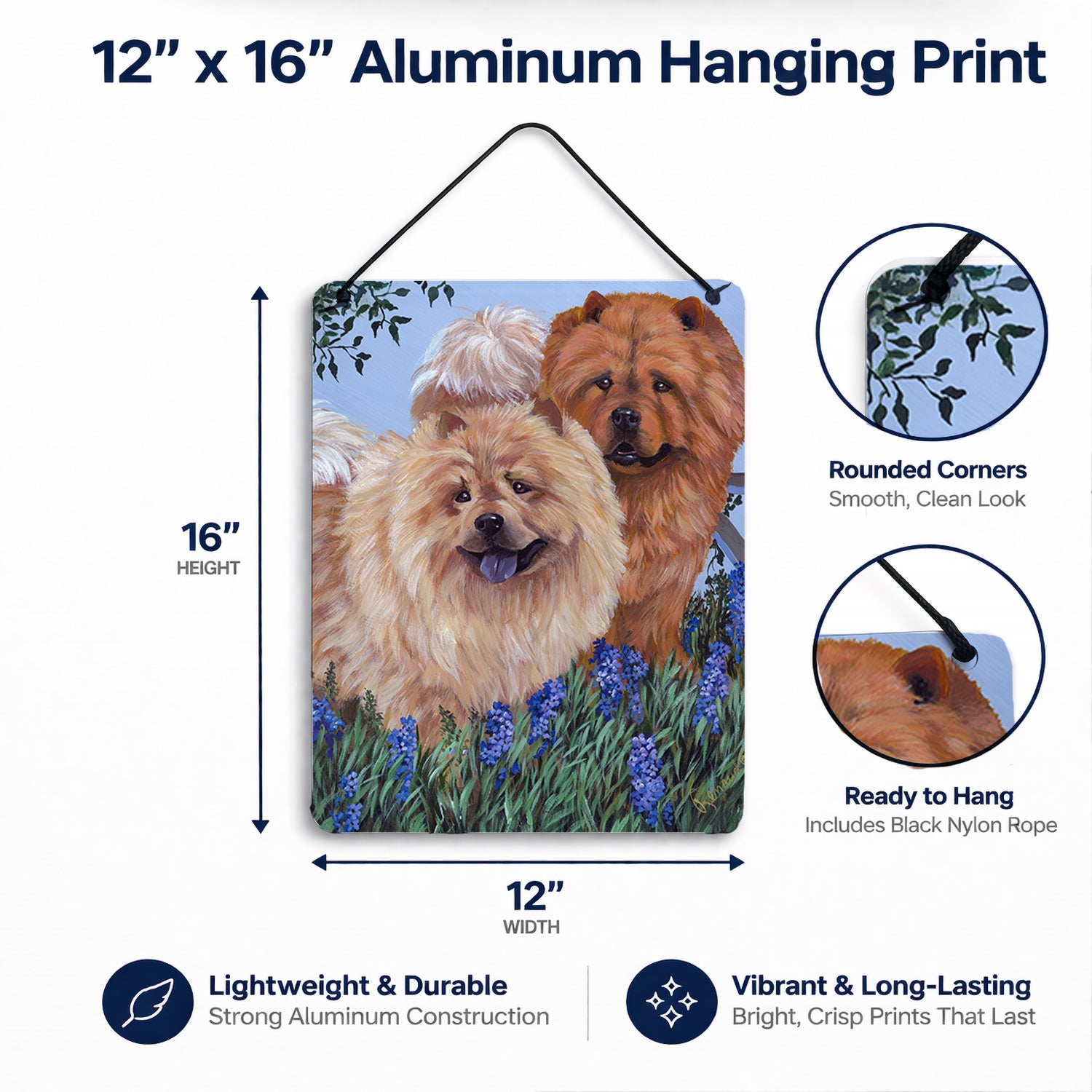 Chow Chow Meadow Wall or Door Hanging Prints Aluminum Metal Sign Kitchen Wall Bar Bathroom Plaque Home Decor Front Door Plaque, 12x16, Multicolor