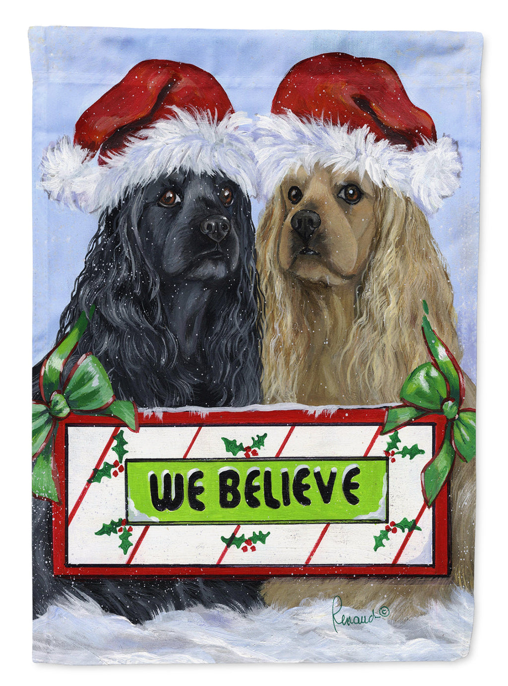 Cocker Spaniel Christmas Garden Flag Mailbox Decorative Yard Banner Outside Patio Artwork for Flower Beds, Garden Size, Multicolor