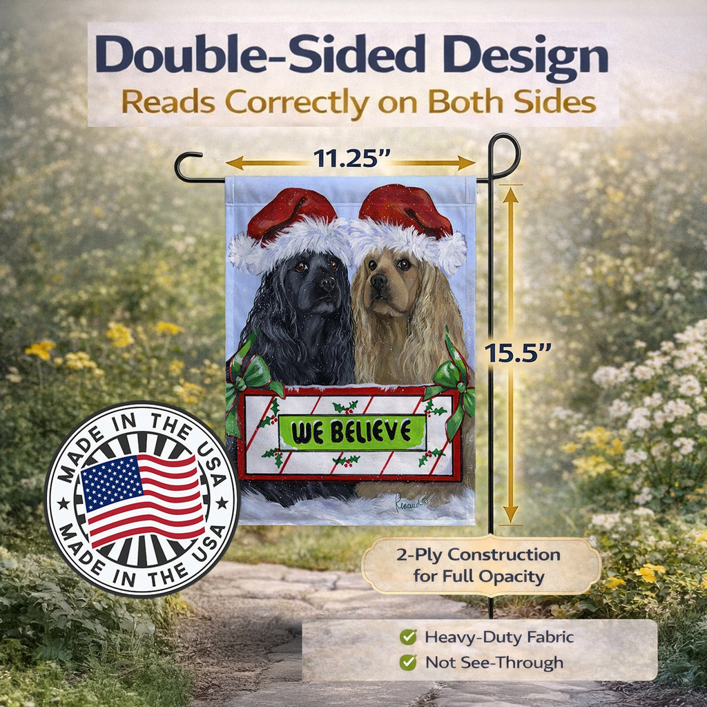 Cocker Spaniel Christmas Garden Flag Mailbox Decorative Yard Banner Outside Patio Artwork for Flower Beds, Garden Size, Multicolor