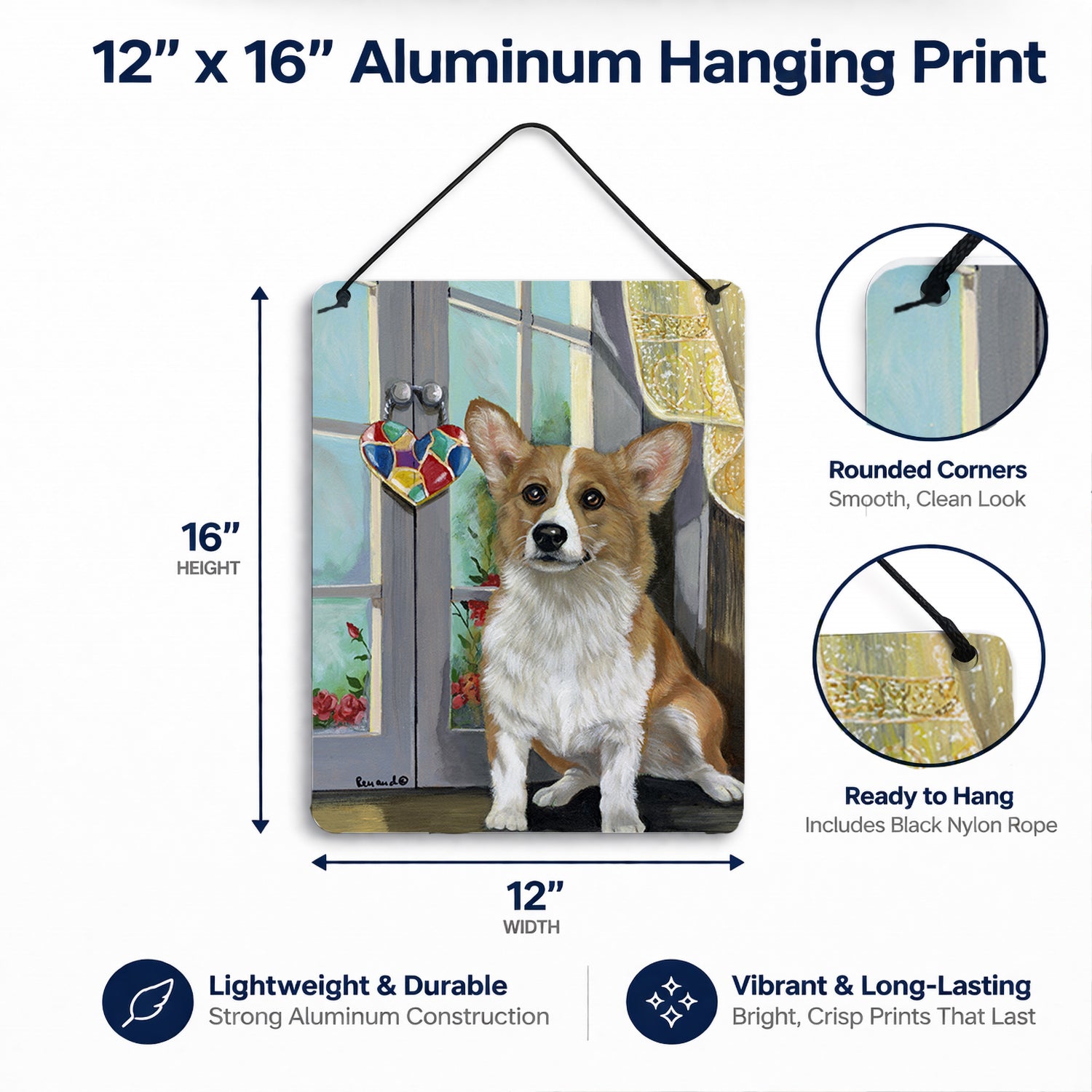 Corgi Suncatcher Wall or Door Hanging Prints Aluminum Metal Sign Kitchen Wall Bar Bathroom Plaque Home Decor Front Door Plaque, 12x16, Multicolor