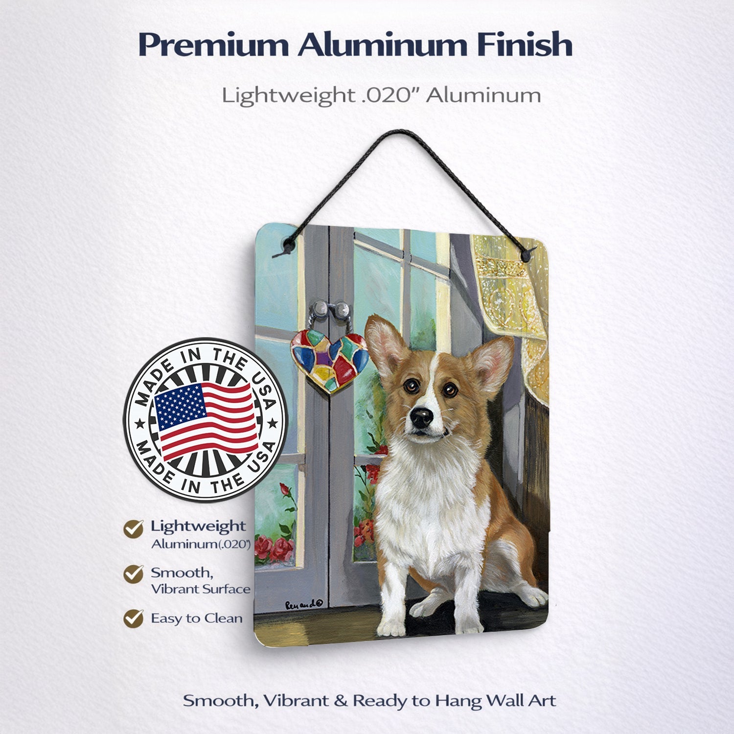 Corgi Suncatcher Wall or Door Hanging Prints Aluminum Metal Sign Kitchen Wall Bar Bathroom Plaque Home Decor Front Door Plaque, 12x16, Multicolor