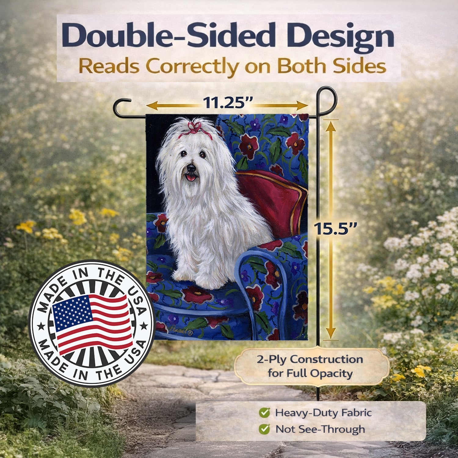 Coton De Tulear Royalty Garden Flag Mailbox Decorative Yard Banner Outside Patio Artwork for Flower Beds, Garden Size, Multicolor