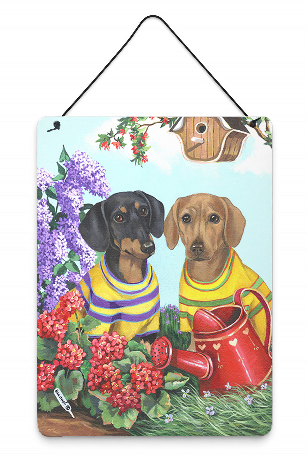 Dachshund Blooms Wall or Door Hanging Prints Aluminum Metal Sign Kitchen Wall Bar Bathroom Plaque Home Decor Front Door Plaque, 12x16, Multicolor