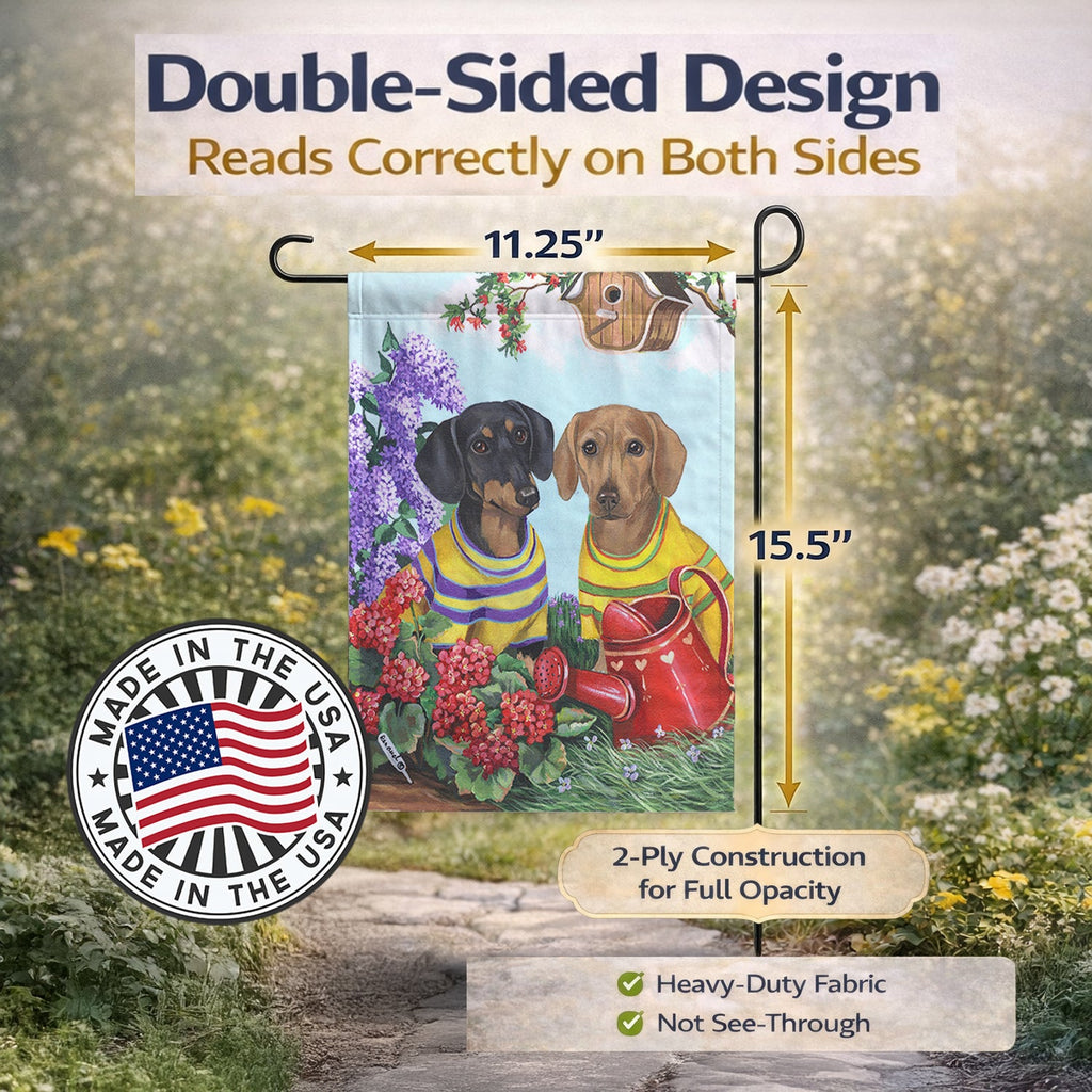 Dachshund Blooms Garden Flag Mailbox Decorative Yard Banner Outside Patio Artwork for Flower Beds, Garden Size, Multicolor