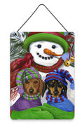 Dachshund Christmas Frosty and Company Wall or Door Hanging Prints Aluminum Metal Sign Kitchen Wall Bar Bathroom Plaque Home Decor Front Door Plaque, 12x16, Multicolor