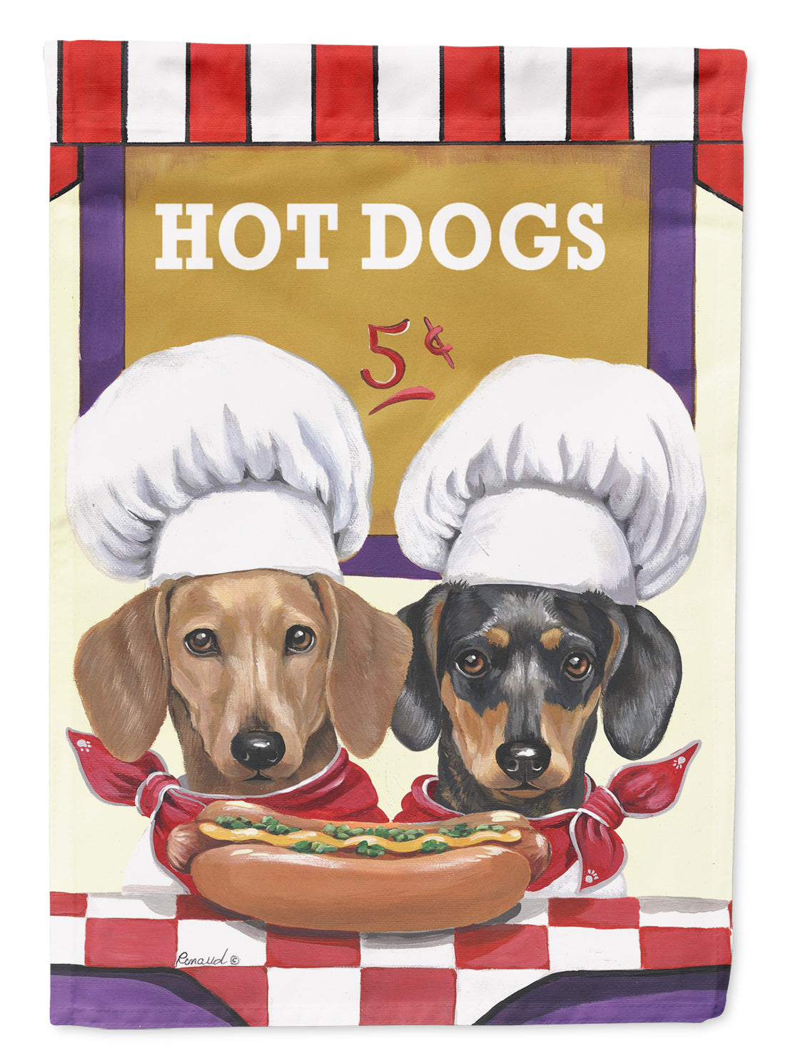 Dachshund Hot Dog Stand Garden Flag Mailbox Decorative Yard Banner Outside Patio Artwork for Flower Beds, Garden Size, Multicolor