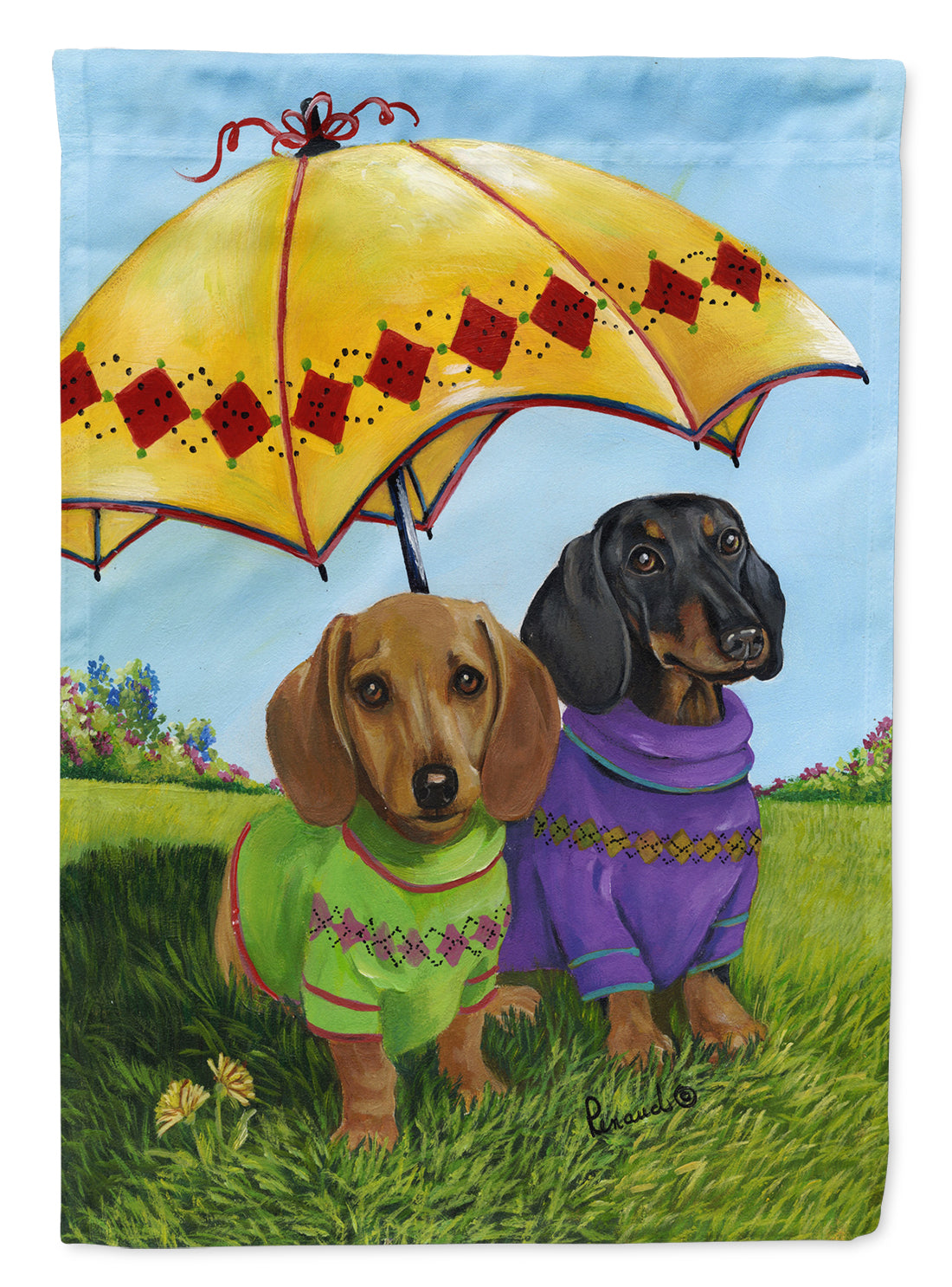 Dachshund Hot Doggies Garden Flag Mailbox Decorative Yard Banner Outside Patio Artwork for Flower Beds, Garden Size, Multicolor