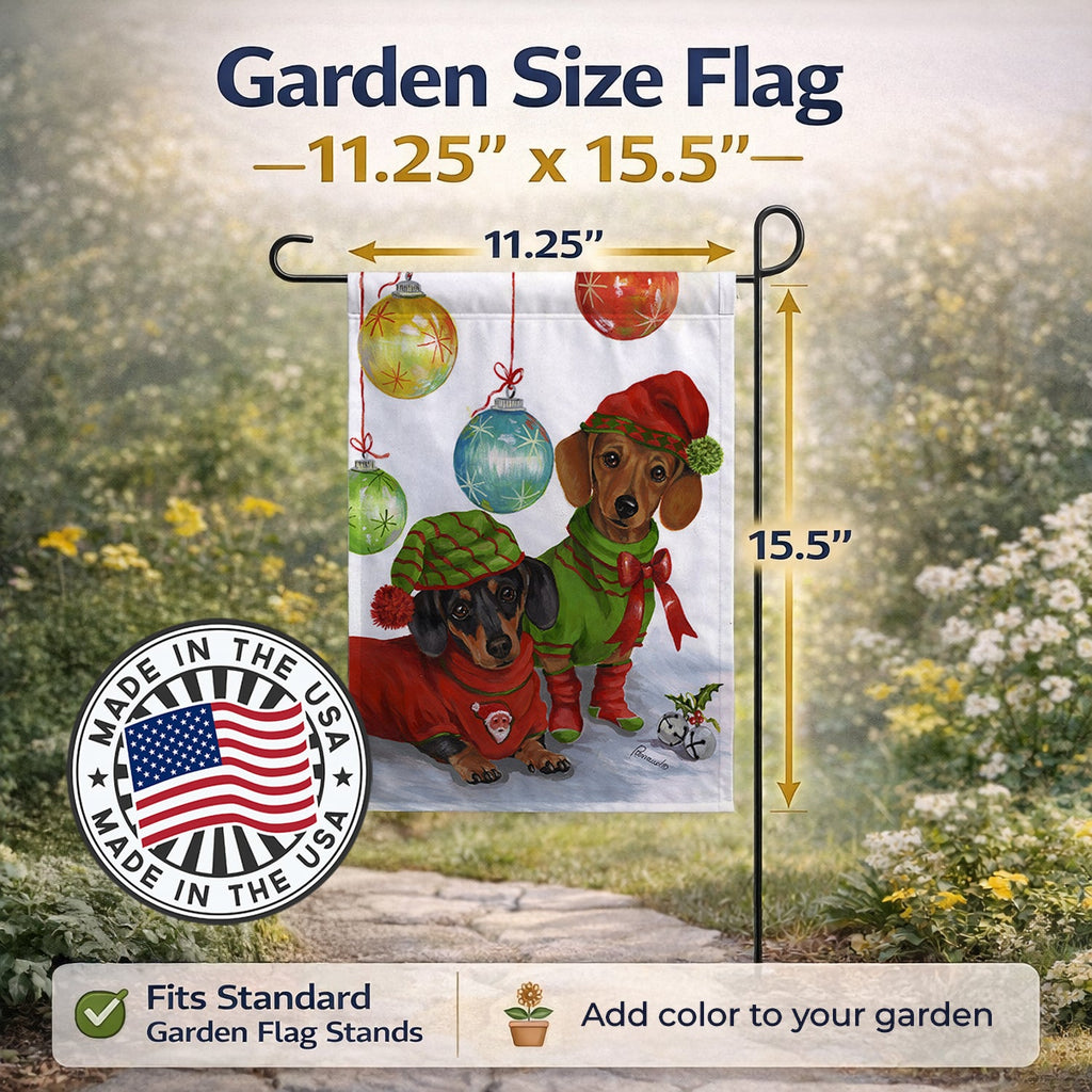 Dachshund Christmas Jingle Garden Flag Mailbox Decorative Yard Banner Outside Patio Artwork for Flower Beds, Garden Size, Multicolor