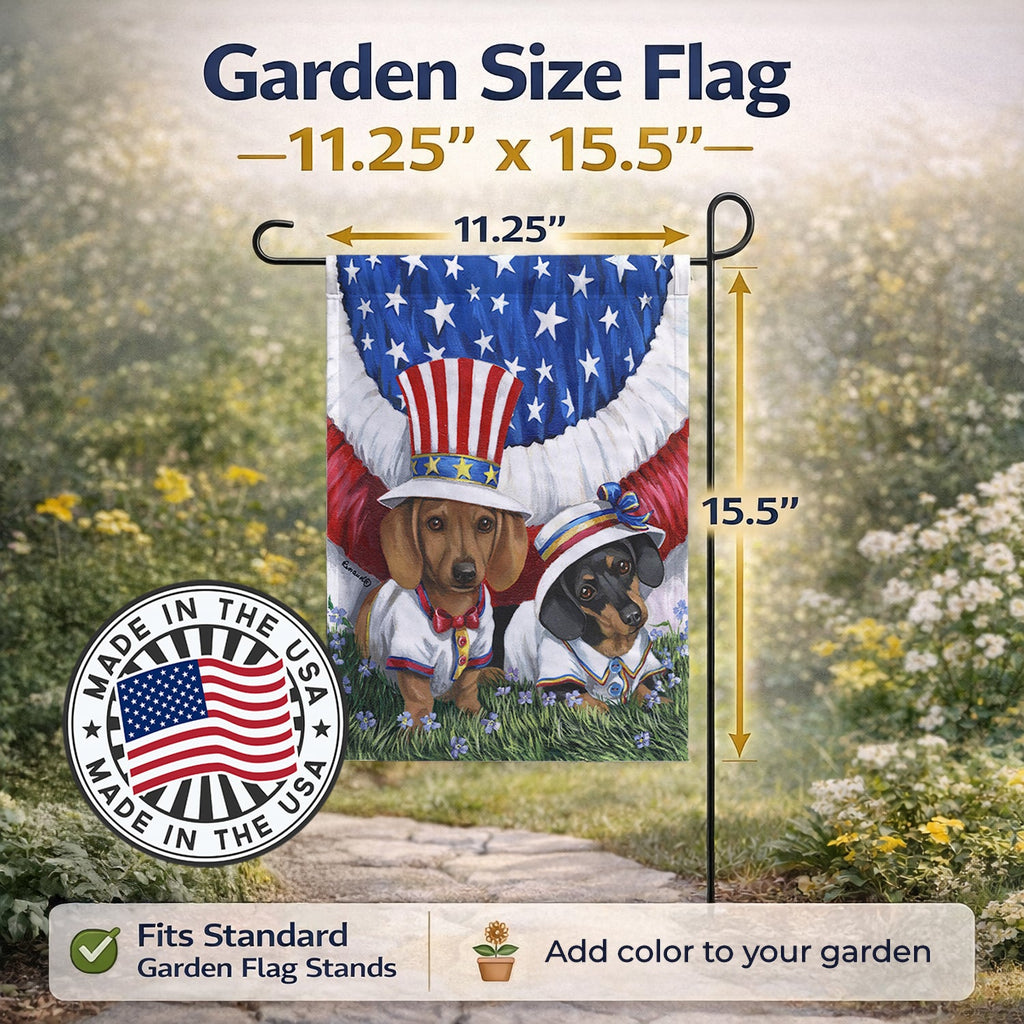 Dachshund USA Garden Flag Mailbox Decorative Yard Banner Outside Patio Artwork for Flower Beds, Garden Size, Multicolor