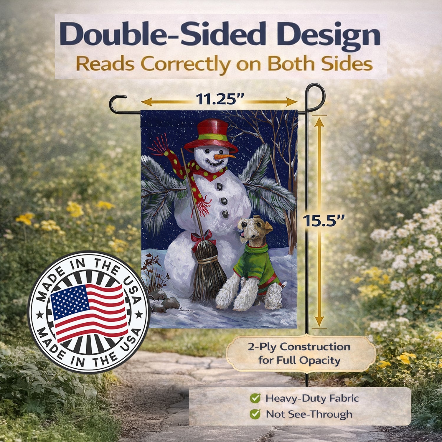 Fox Terrier Christmas Winter Fun Garden Flag Mailbox Decorative Yard Banner Outside Patio Artwork for Flower Beds, Garden Size, Multicolor