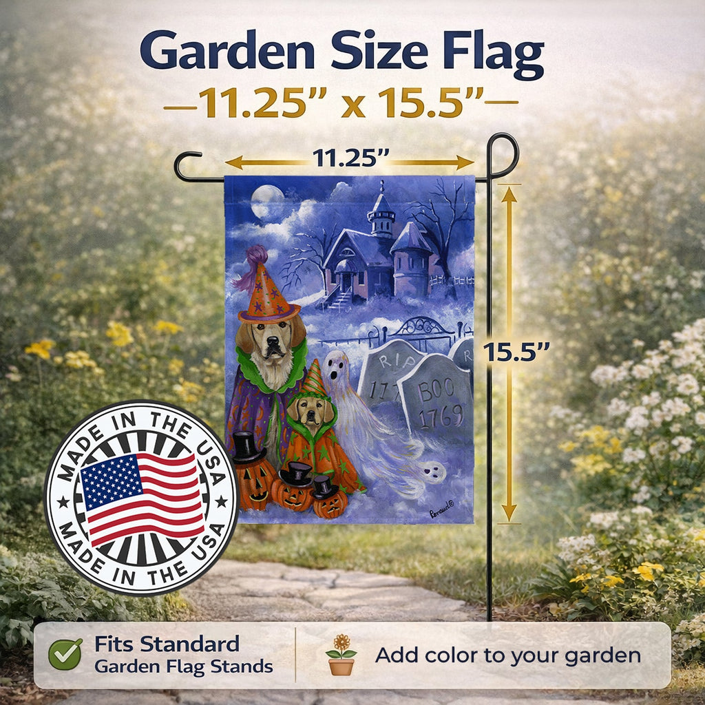 Golden Retriever Halloween Garden Flag Mailbox Decorative Yard Banner Outside Patio Artwork for Flower Beds, Garden Size, Multicolor