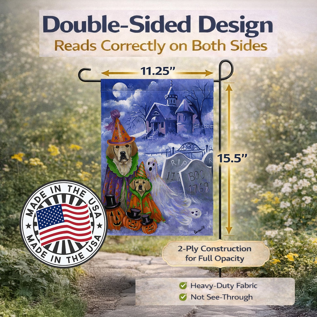 Golden Retriever Halloween Garden Flag Mailbox Decorative Yard Banner Outside Patio Artwork for Flower Beds, Garden Size, Multicolor