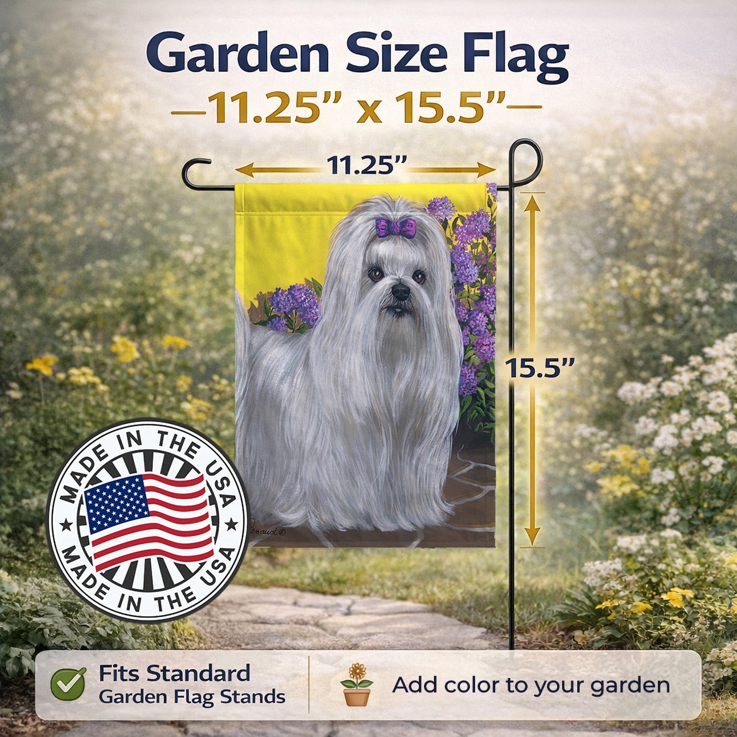 Maltese Patio Princess Garden Flag Mailbox Decorative Yard Banner Outside Patio Artwork for Flower Beds, Garden Size, Multicolor