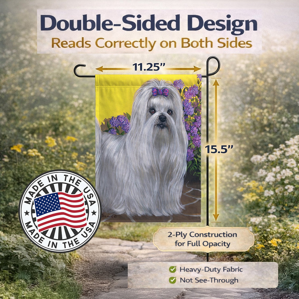 Maltese Patio Princess Garden Flag Mailbox Decorative Yard Banner Outside Patio Artwork for Flower Beds, Garden Size, Multicolor