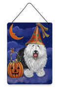 Old English Sheepdog Halloween Wall or Door Hanging Prints Aluminum Metal Sign Kitchen Wall Bar Bathroom Plaque Home Decor Front Door Plaque, 12x16, Multicolor