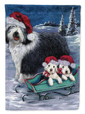 Old English Sheepdog Christmas Snow Garden Flag Mailbox Decorative Yard Banner Outside Patio Artwork for Flower Beds, Garden Size, Multicolor