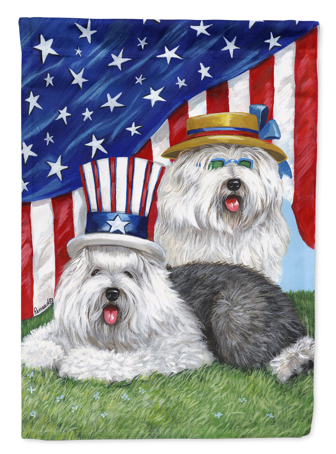 Old English Sheepdog USA Garden Flag Mailbox Decorative Yard Banner Outside Patio Artwork for Flower Beds, Garden Size, Multicolor