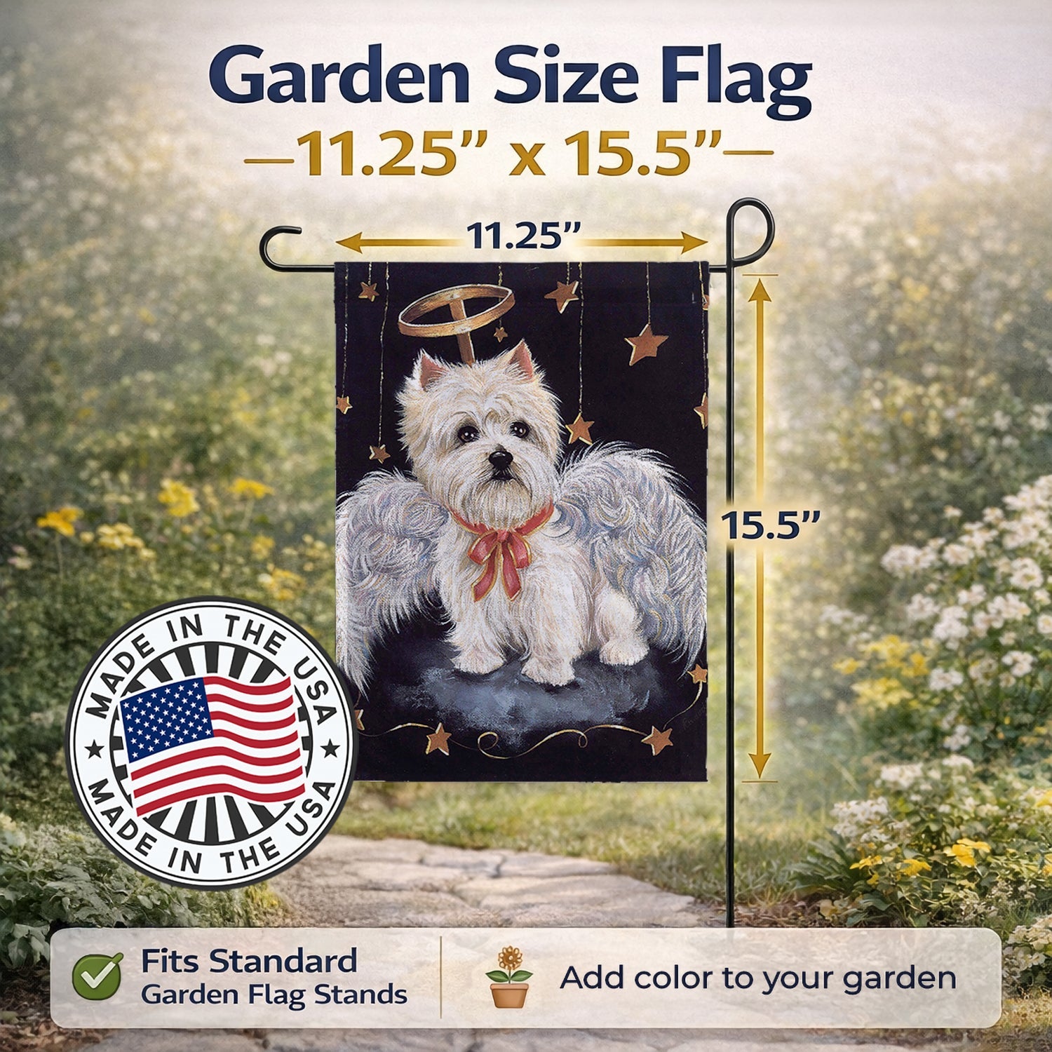 Westie Christmas Angel Garden Flag Mailbox Decorative Yard Banner Outside Patio Artwork for Flower Beds, Garden Size, Multicolor