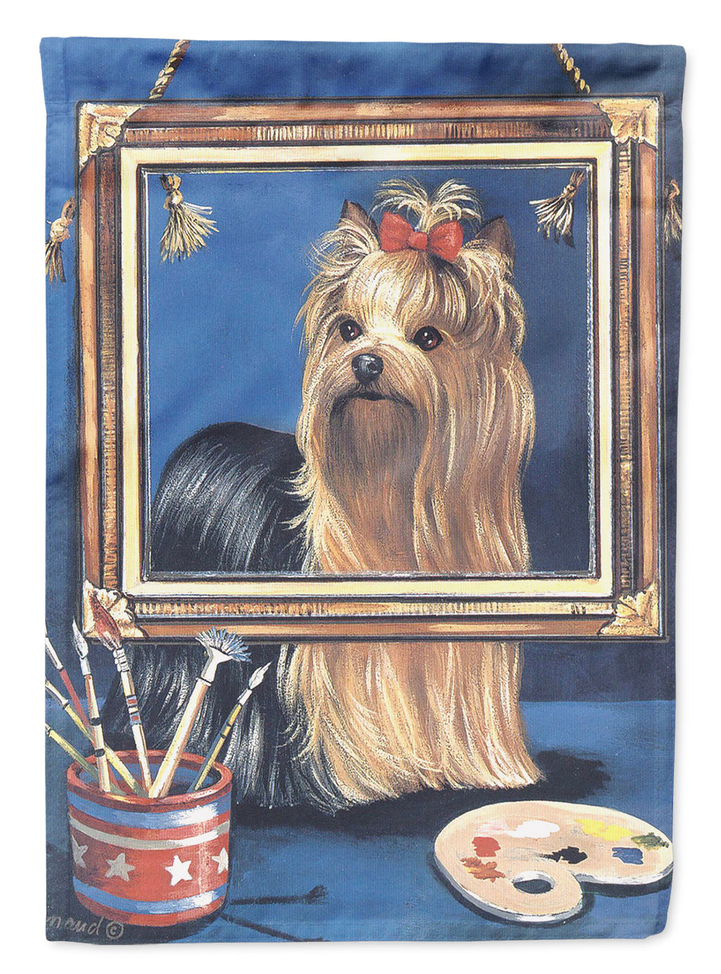 Yorkie Pretty as a Picture Garden Flag Mailbox Decorative Yard Banner Outside Patio Artwork for Flower Beds, Garden Size, Multicolor