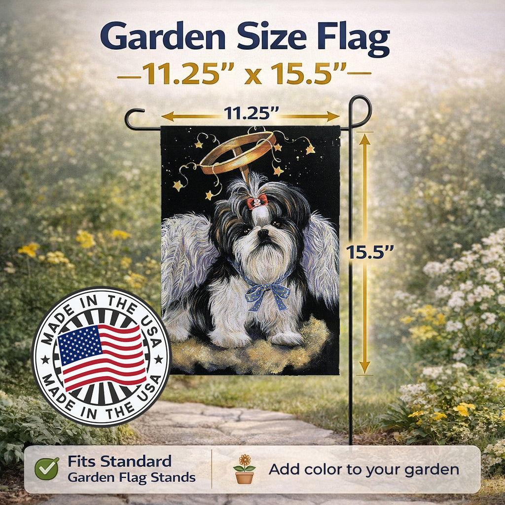 Shih Tzu Christmas Angel Garden Flag Mailbox Decorative Yard Banner Outside Patio Artwork for Flower Beds, Garden Size, Multicolor