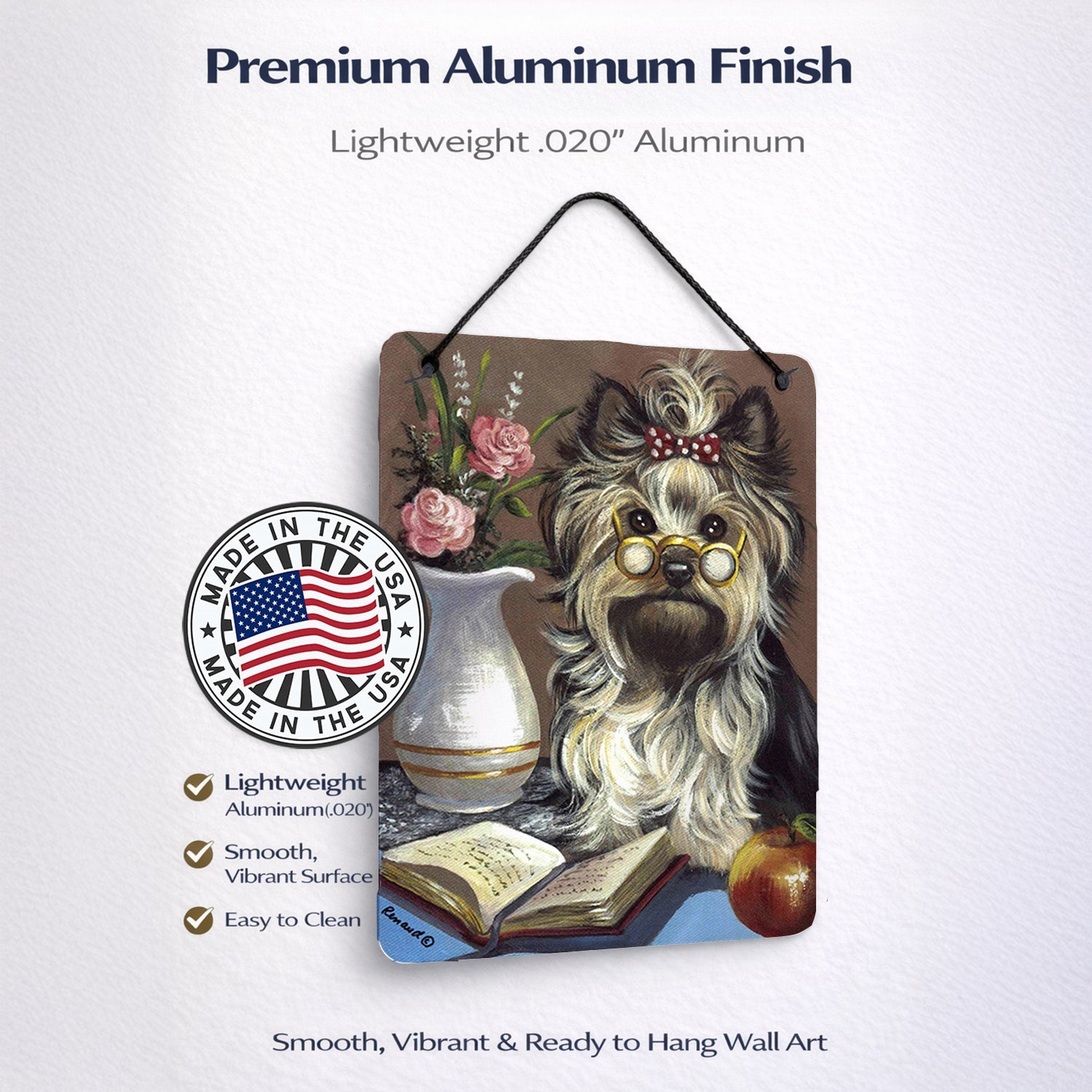 Yorkie Teacher's Pet Wall or Door Hanging Prints Aluminum Metal Sign Kitchen Wall Bar Bathroom Plaque Home Decor Front Door Plaque, 12x16, Multicolor