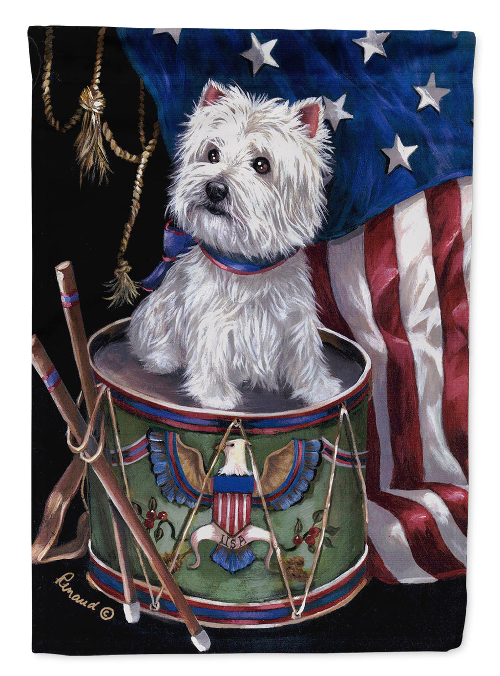 Westie Little Drummer Boy USA Garden Flag Mailbox Decorative Yard Banner Outside Patio Artwork for Flower Beds, Garden Size, Multicolor