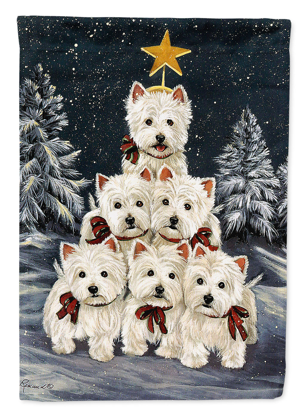 Westie Christmas Family Tree Garden Flag Mailbox Decorative Yard Banner Outside Patio Artwork for Flower Beds, Garden Size, Multicolor