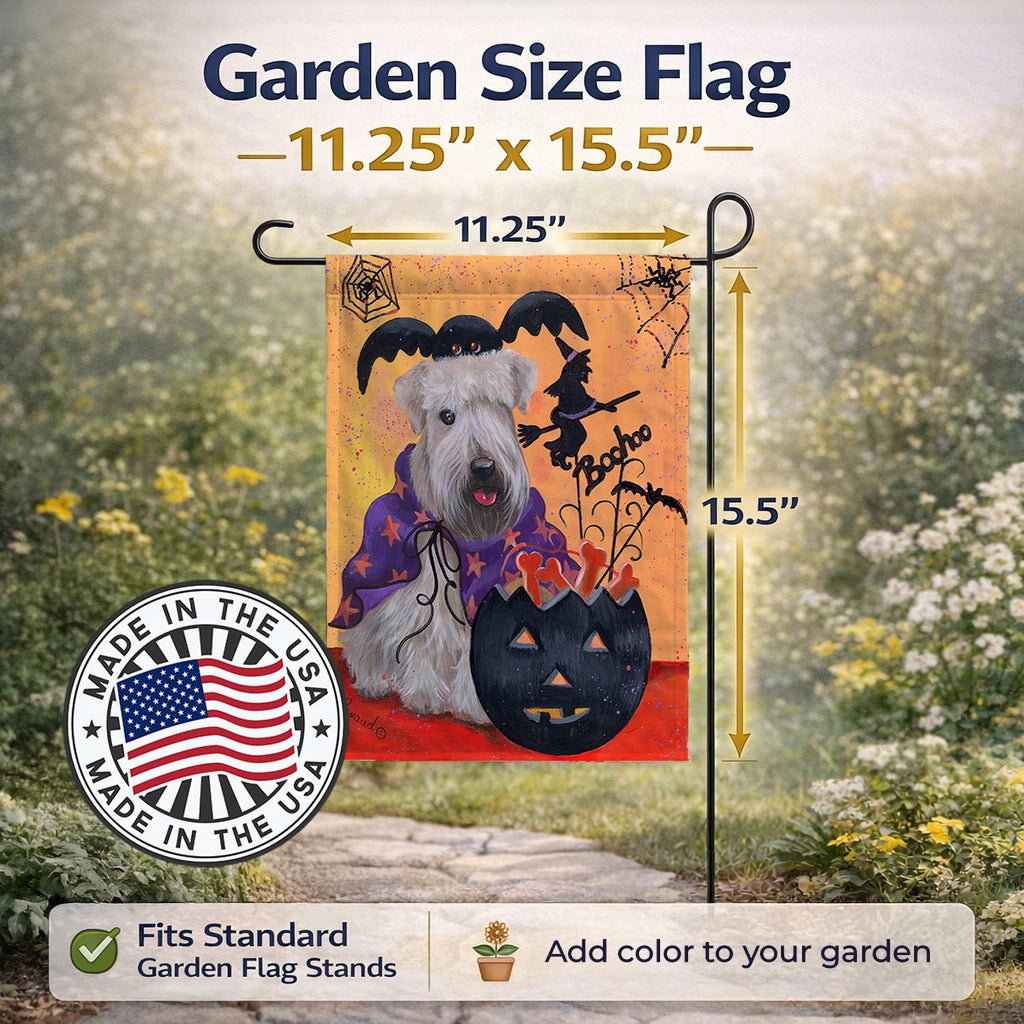 Wheaten Terrier Halloween Garden Flag Mailbox Decorative Yard Banner Outside Patio Artwork for Flower Beds, Garden Size, Multicolor