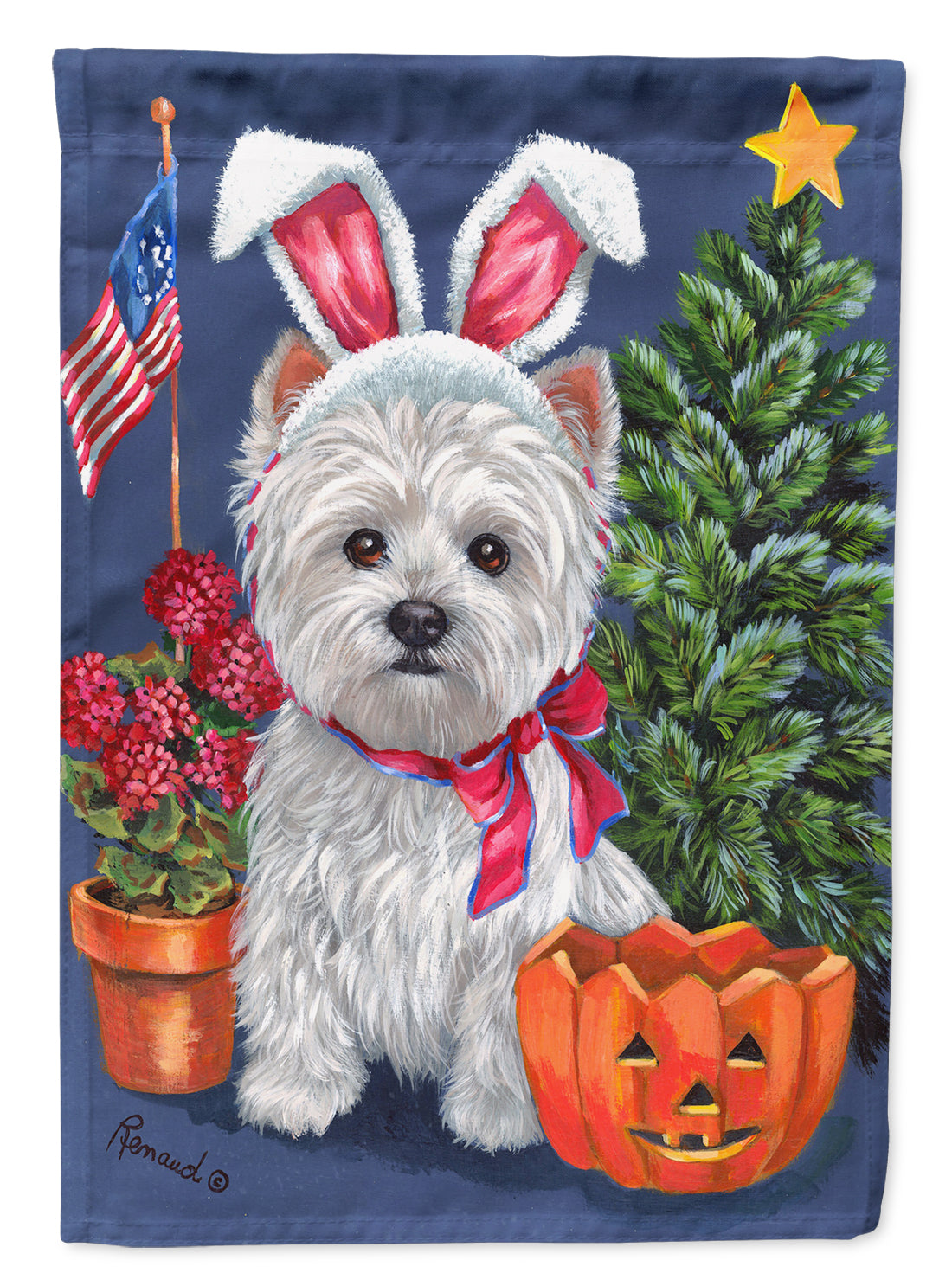 Westie for All Seasons Garden Flag Mailbox Decorative Yard Banner Outside Patio Artwork for Flower Beds, Garden Size, Multicolor