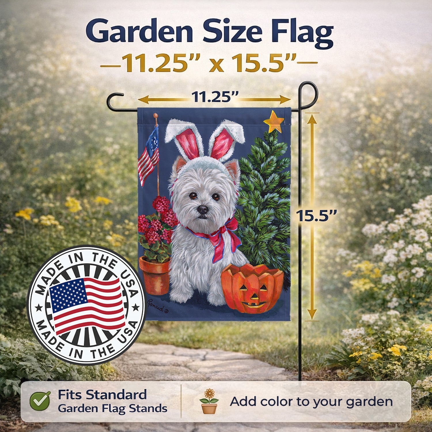 Westie for All Seasons Garden Flag Mailbox Decorative Yard Banner Outside Patio Artwork for Flower Beds, Garden Size, Multicolor