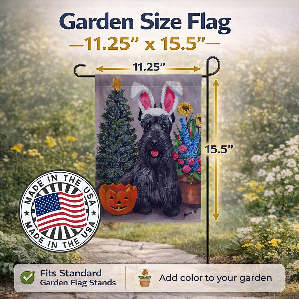 Scottish Terrier Scottie for All Seasons Garden Flag Mailbox Decorative Yard Banner Outside Patio Artwork for Flower Beds, Garden Size, Multicolor