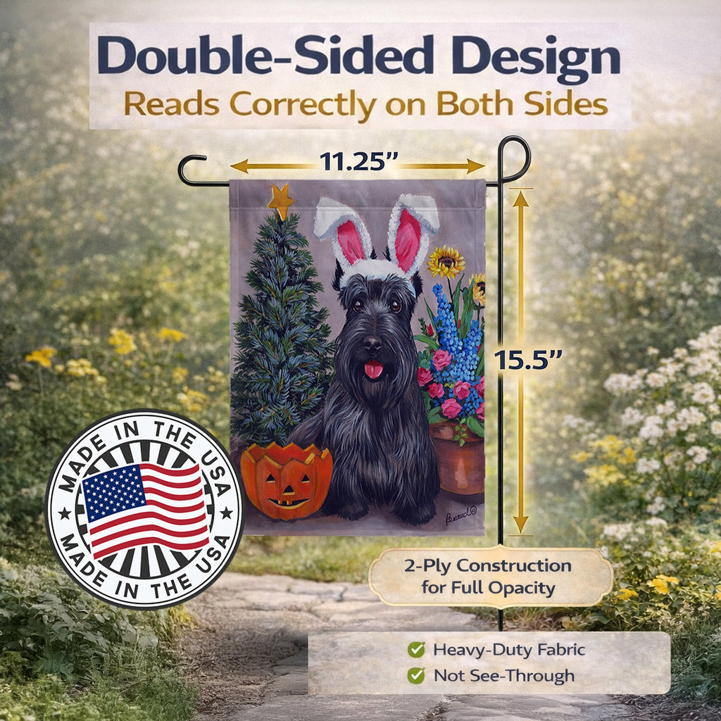 Scottish Terrier Scottie for All Seasons Garden Flag Mailbox Decorative Yard Banner Outside Patio Artwork for Flower Beds, Garden Size, Multicolor