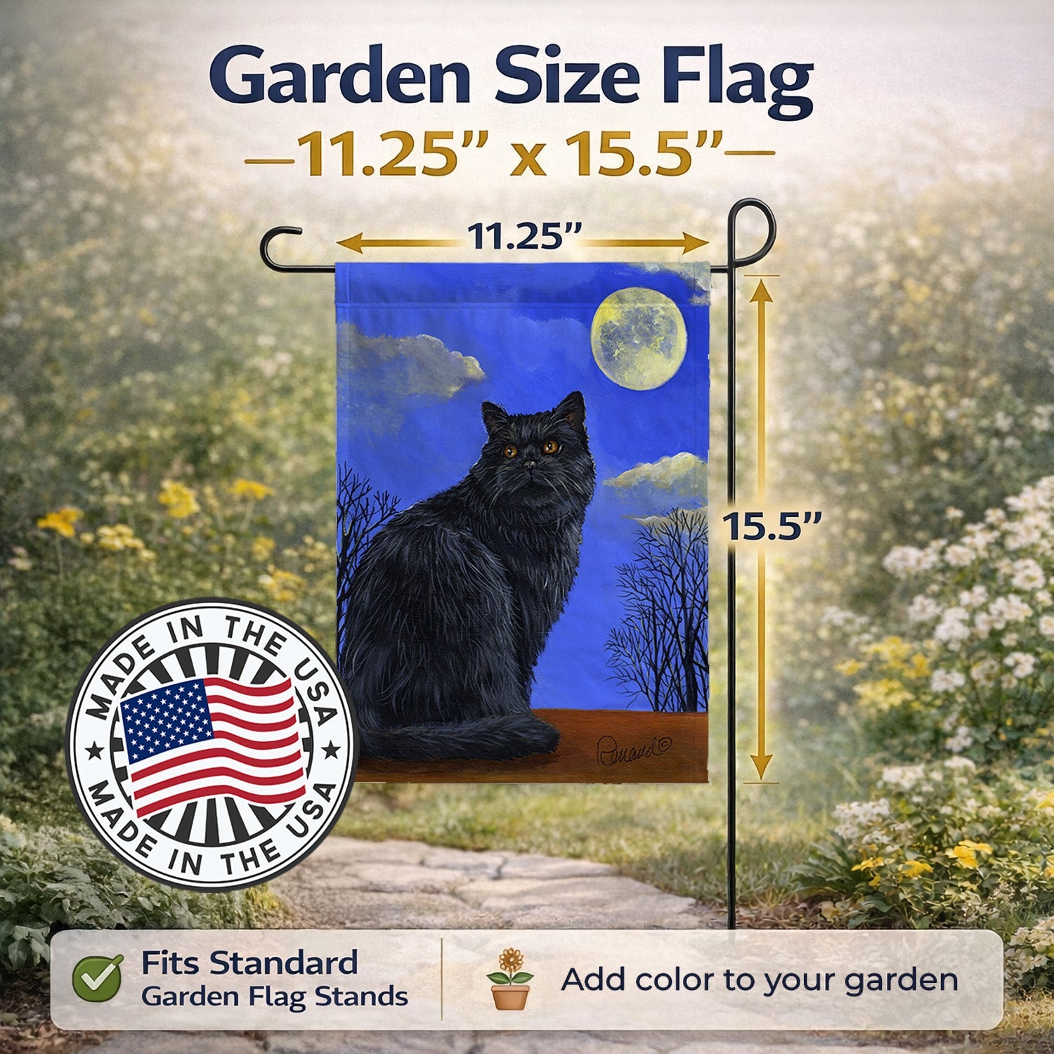 Black Cat Hocus Pocus Halloween Garden Flag Mailbox Decorative Yard Banner Outside Patio Artwork for Flower Beds, Garden Size, Multicolor