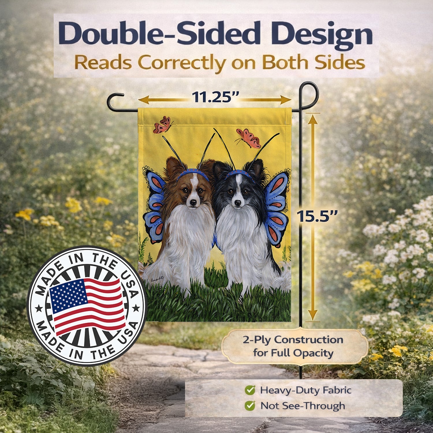 Papillon Butterflies Garden Flag Mailbox Decorative Yard Banner Outside Patio Artwork for Flower Beds, Garden Size, Multicolor