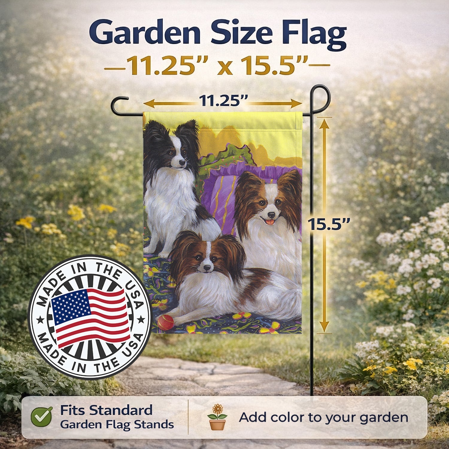 Papillon Party Pals Garden Flag Mailbox Decorative Yard Banner Outside Patio Artwork for Flower Beds, Garden Size, Multicolor