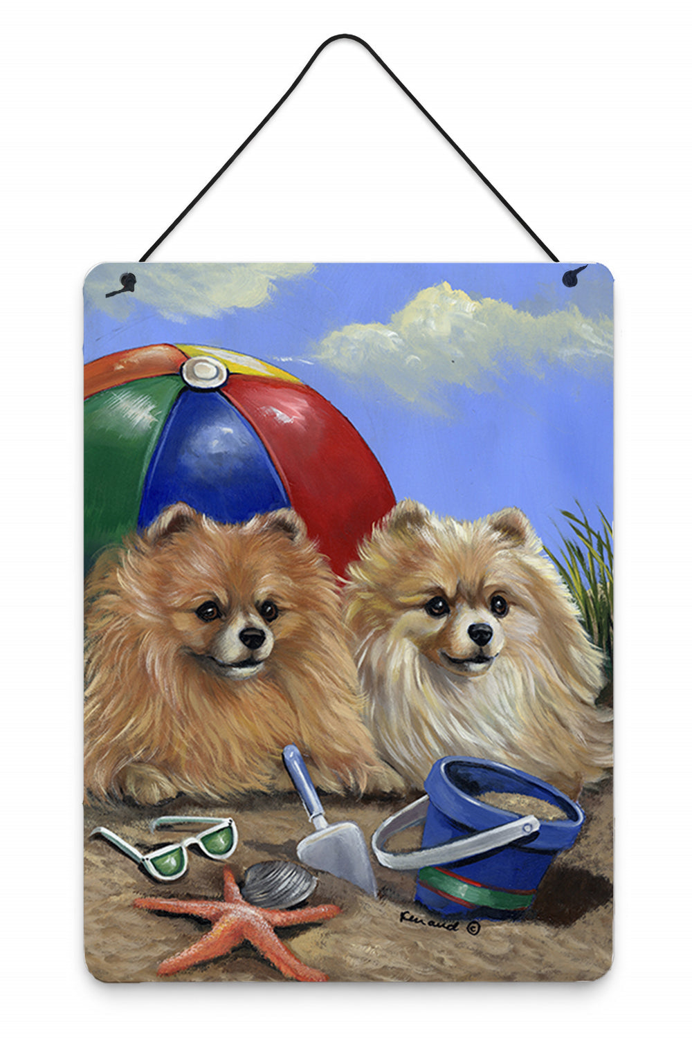 Pomeranian Beach Wall or Door Hanging Prints Aluminum Metal Sign Kitchen Wall Bar Bathroom Plaque Home Decor Front Door Plaque, 12x16, Multicolor