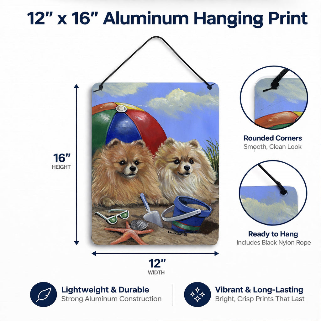 Pomeranian Beach Wall or Door Hanging Prints Aluminum Metal Sign Kitchen Wall Bar Bathroom Plaque Home Decor Front Door Plaque, 12x16, Multicolor