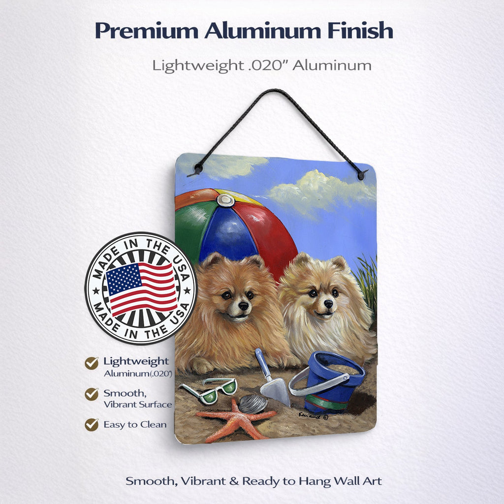 Pomeranian Beach Wall or Door Hanging Prints Aluminum Metal Sign Kitchen Wall Bar Bathroom Plaque Home Decor Front Door Plaque, 12x16, Multicolor