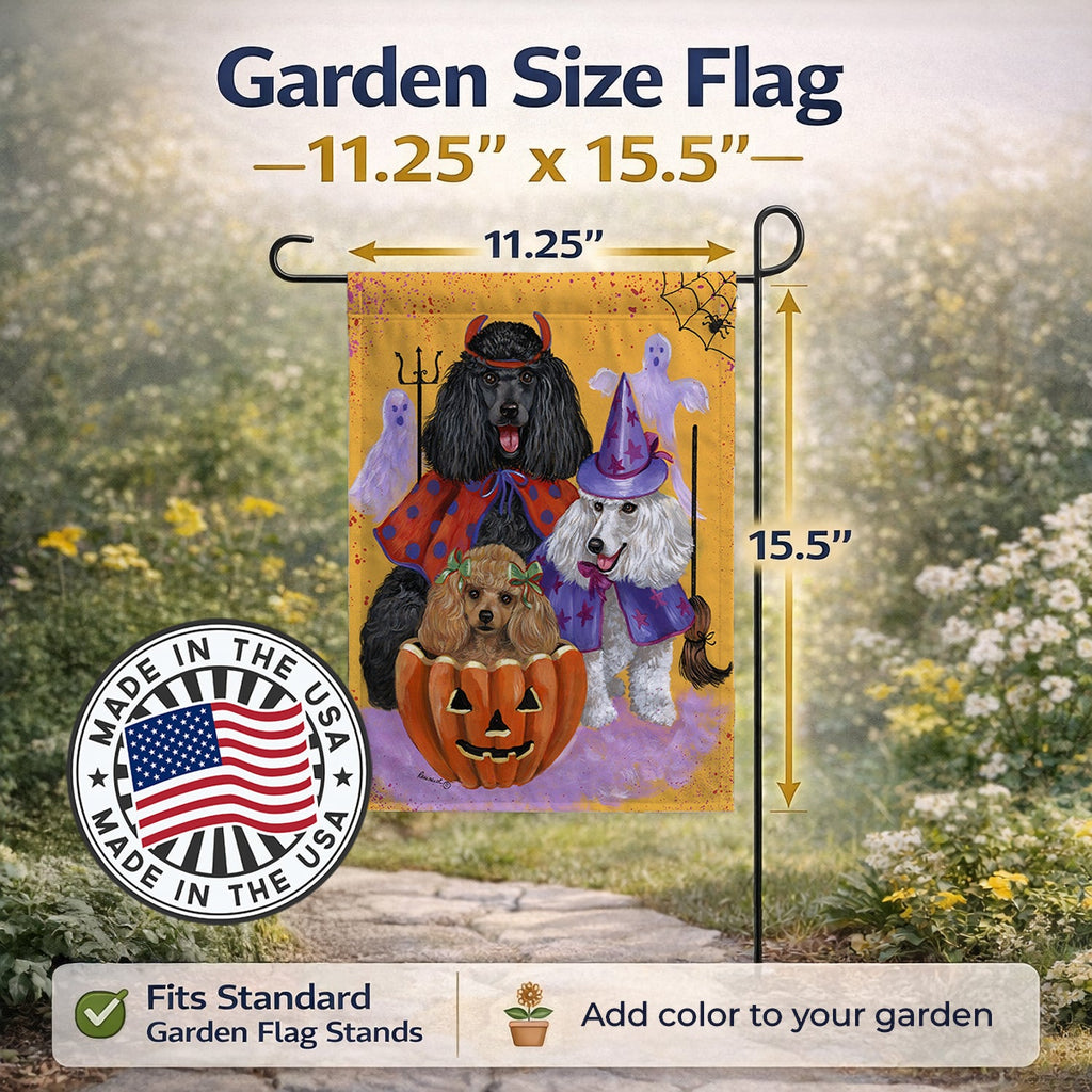 Poodle Halloween Garden Flag Mailbox Decorative Yard Banner Outside Patio Artwork for Flower Beds, Garden Size, Multicolor
